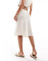 Фото #4 товара ASOS DESIGN crinkle linen look midi tie waist skirt in natural