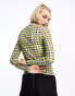 Фото #4 товара Noisy May long sleeve mesh top in blue & yellow check