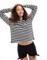 Фото #3 товара Monki long sleeve top in black and white stripe