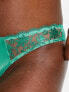 ASOS DESIGN Jade premium shimmer embroidered brazilian brief in green