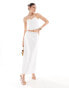 4th & Reckless linen look sweetheart neck bandeau corset top co-ord in white