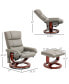 Фото #2 товара Recliner Chair with Ottoman, Electric Faux Leather Recliner with 10 Vibration Points and 5 Massage Mode, Reclining Chair with Swivel Wood Base, Remote Control and Side Pocket, Grey