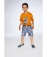 Boy Organic Cotton T-Shirt With Sneaker Print Orange - Child