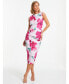 Women's Scuba Crepe Floral Round Neck Midi Dress