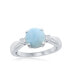 ფოტო #1 პროდუქტის Sterling Silver Four-Prong Round Larimar with White CZ Side Stones Ring