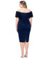Фото #2 товара Plus Size Off-The-Shoulder Ruffle-Sleeve Sheath Dress