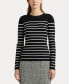 ფოტო #3 პროდუქტის Women's Striped Crewneck Sweater, Regular & Petite