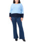 ფოტო #3 პროდუქტის Plus Size Colorblocked Crewneck Sweater