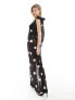 Фото #5 товара ASOS DESIGN mesh maxi dress with contrast satin ties in spot print