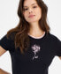 ფოტო #5 პროდუქტის Juniors' Lace-Trim Graphic Tee