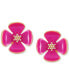 ფოტო #1 პროდუქტის Gold-Tone Pink Flower Stud Clip On Earrings