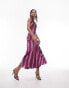 Topshop pink lace maxi fishtail slip dress in animal print