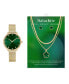 ფოტო #1 პროდუქტის Women's Analog, Three-Hand Quartz Shiny Gold-Tone Metal Bracelet Watch 34mm Gift Set