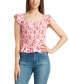 Фото #1 товара Juniors' Floral Smocked Flutter-Sleeve Top