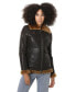 Фото #1 товара Women's Vintage -like Look Sheepskin Bomber Jacket, Vintage Brown with Ginger Wool