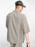 COLLUSION festival skater short sleeve shirt co-ord in stone check