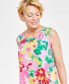 Фото #4 товара Women's 100% Linen Floral-Print Woven Sleeveless Dress, Created for Macy's