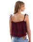 ASOS DESIGN chiffon ruffle cami top in oxblood