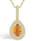 ფოტო #1 პროდუქტის Citrine (7/8 Ct. T.W.) and Diamond (3/8 Ct. T.W.) Halo Pendant Necklace in 14K Yellow Gold