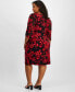 ფოტო #4 პროდუქტის Plus Size Floral-Print 3/4-Sleeve Faux-Wrap Dress