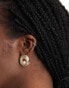 True Decadence vintage style cutout pearl stud earrings in gold