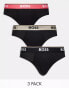 Boss Bodywear 3 pack power brief with multi waistbands in black