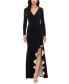 ფოტო #1 პროდუქტის Women's Long-Sleeve Draped Contrast-Slit Dress
