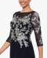 Фото #4 товара Women's Floral-Embroidered 3/4-Sleeve Gown