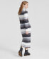 Фото #2 товара Women's Cashmere Striped Turtleneck Midi Dress, Created for Macy's