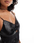 Фото #7 товара YAS satin and sequin mix cami mini dress in black - BLACK