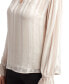 ფოტო #3 პროდუქტის Juniors' Shimmering Ruched-Shoulder Long-Sleeve Keyhole Top