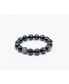 Black Agate Gemstone with Gunmetal Pave Focal Bead Bracelet