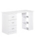 47" Modern Home Office Computer Desk Bookcase Combo Writing Table Workstation with 3 Drawer and Storage Shelf - White