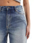 Weekday Rail mid waist loose fit straight leg jeans in jackpot blue