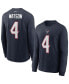 Фото #1 товара Men's Deshaun Watson Navy Houston Texans Player Name and Number Long Sleeve T-shirt