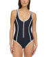 ფოტო #1 პროდუქტის Women's Seamed One-Piece Zip-Up Swimsuit