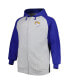 Фото #3 товара Men's Heather Gray Los Angeles Rams Big and Tall Fleece Raglan Full-Zip Hoodie Jacket