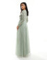 Maya Petite Bridesmaid long sleeve maxi dress with delicate sequin in sage green