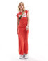 COLLUSION motocross fitted maxi dress in red