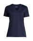 Фото #1 товара Women's Relaxed Supima Cotton Short Sleeve V-Neck T-Shirt