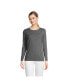 Фото #1 товара Women's Petite Relaxed Supima Cotton Long Sleeve Crewneck T-Shirt