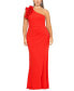 Фото #1 товара Plus Size Ruffled One-Shoulder Scuba Crepe Gown