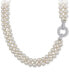 ფოტო #1 პროდუქტის Cultured Freshwater Pearl (7 - 8mm) & Cubic Zirconia Double Strand 17" Collar Necklace