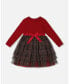 Фото #1 товара Big Girls Bi-Material Dress With Glittering Tulle Skirt Red Plaid