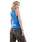 Weekday Ruby semi-sheer tank top in blue BLAU, XL - EU 48-50 - фото #2