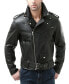 Фото #1 товара Men Classic Leather Motorcycle Jacket - Tall