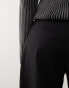 Weekday Dara low waist wide leg trousers with front pleats in black Черный, 40 - фото #4