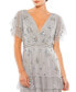 Women's Ruffle Tiered Embellished Flutter Sleeve Gown