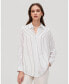 ფოტო #1 პროდუქტის Button Down Striped Silk Blouse for Women