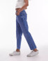 Фото #5 товара Topshop cropped mid rise straight jeans with raw hems in bright mid blue